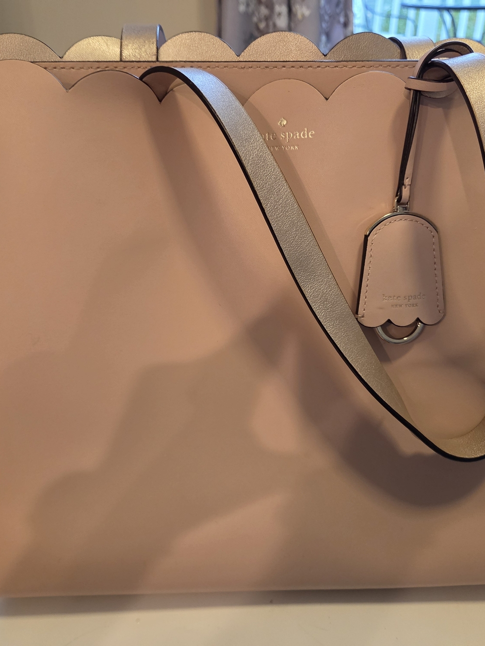 kate spade Magnolia Street Mina Tote In Blush Scallop-Edge Leather